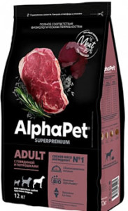 AlphaPet Superpremium с говядиной для взрослых собак крупных пород