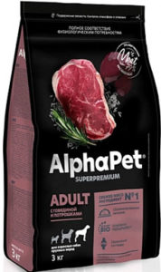 AlphaPet Superpremium с говядиной и потрошками