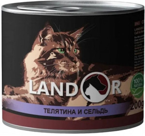 Landor Senior Cats телятина с сельдью